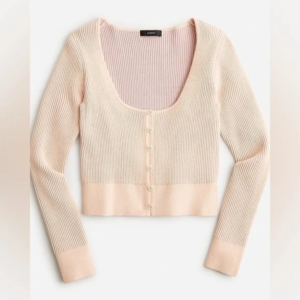 J. Crew Beige Scoop Neck Cropped Cardigan Size M